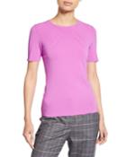 Sadena Pointelle-knit Short-sleeve Tee