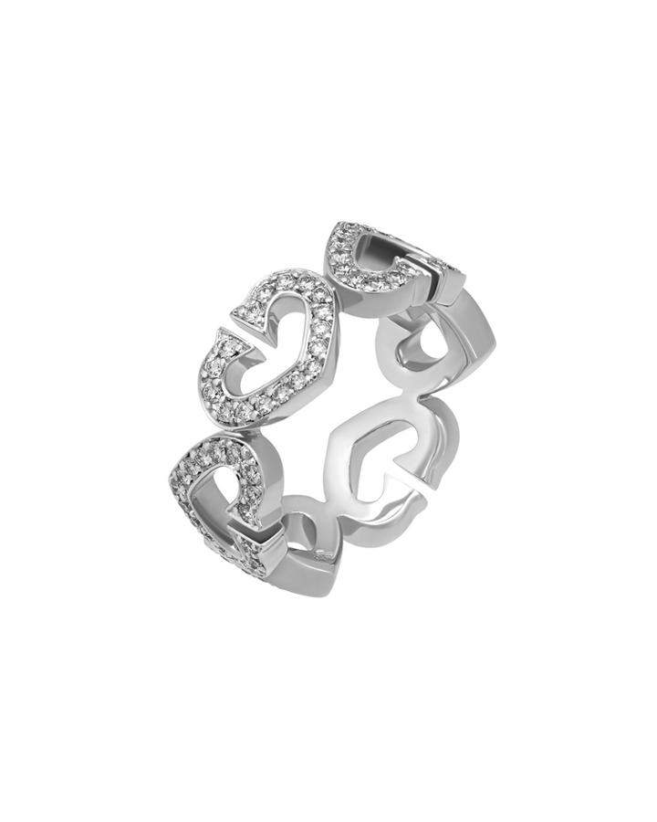Estate 18k Pave Diamond C-heart Ring, 0.5tcw,