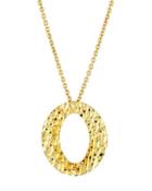 18k Textured Oval Pendant Necklace