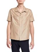 Men's Silk Short-sleeve Button-down