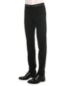 Logo-waist Wool Trousers, Black