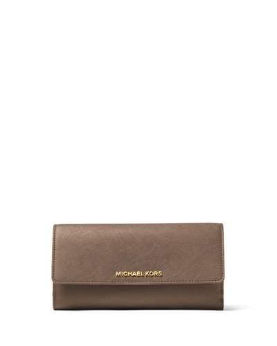 Jet Set Travel Flat Trifold Wallet, Dark Dune