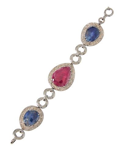 Diamond, Sapphire & Composite Ruby Station Bracelet