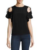 Open-shoulder Crepe Top