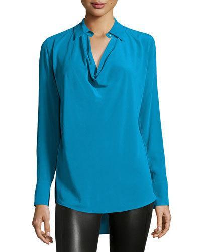 Cowl-neck Silk Blouse, Bay