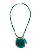 Beaded Feather Pendant Necklace