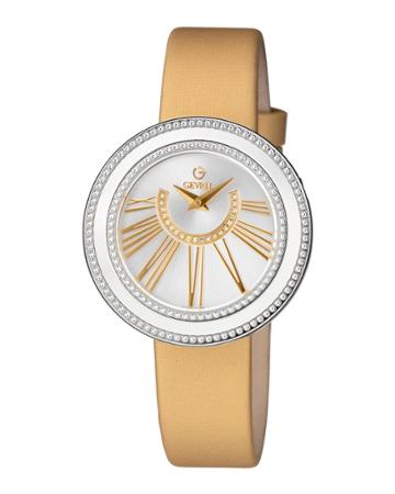 Fifth Avenue 38mm Diamond Watch W/ Satin Strap, Gold/silver