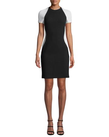 Colorblock Short-sleeve Cocktail Dress