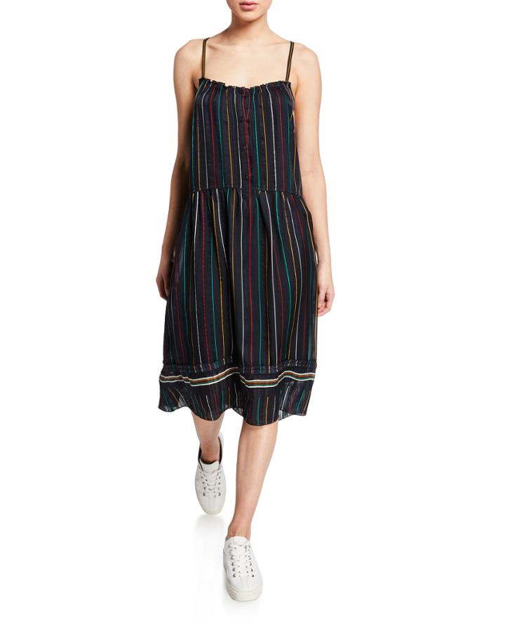 Austin Striped Button-front Sleeveless Dress