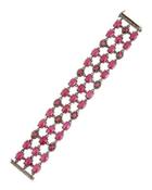 Three-row Composite-ruby & Diamond Bracelet