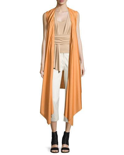Sleeveless Wool-blend Wrap Vest,