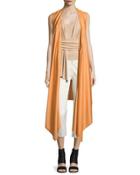 Sleeveless Wool-blend Wrap Vest,