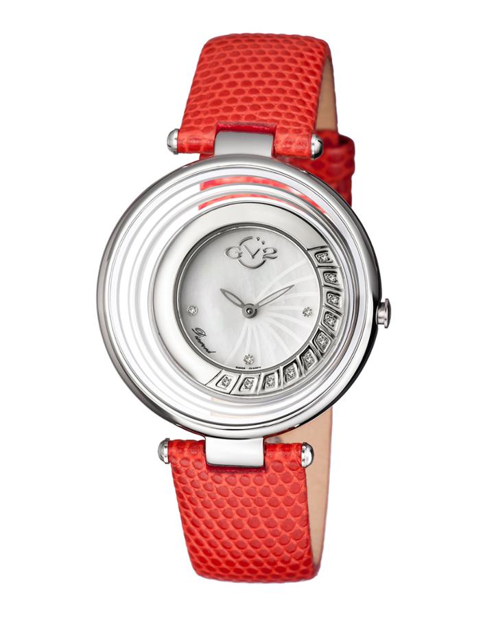Swiss Quartz Vittorio Red Diamond Leather