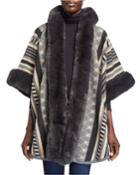 Hooded Ruana W/ Faux Fur Trim