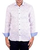 Men's Trim-fit Bullseye Circle-print Long-sleeve Linen