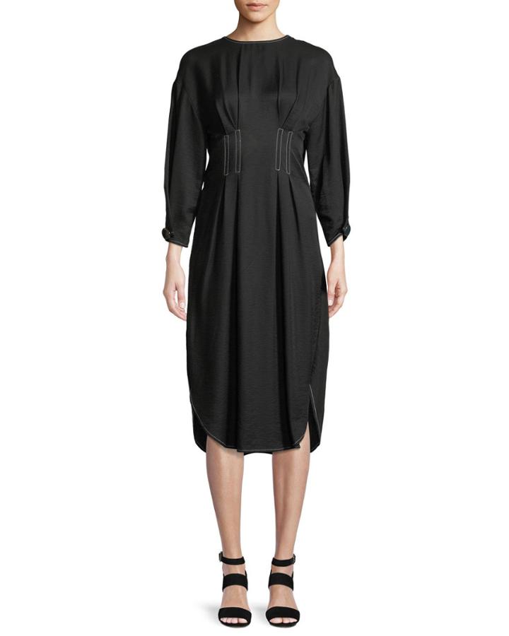 Maya High-neck Open-back Linen-blend