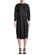 Maya High-neck Open-back Linen-blend