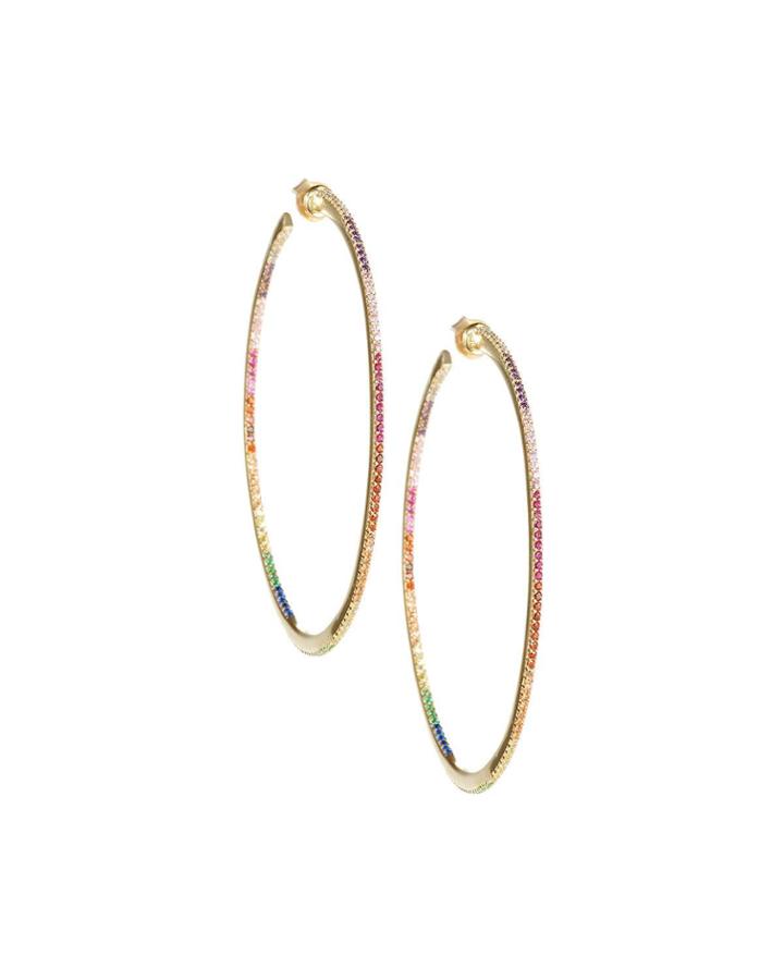 Large Inside-out Rainbow Hoop Earrings