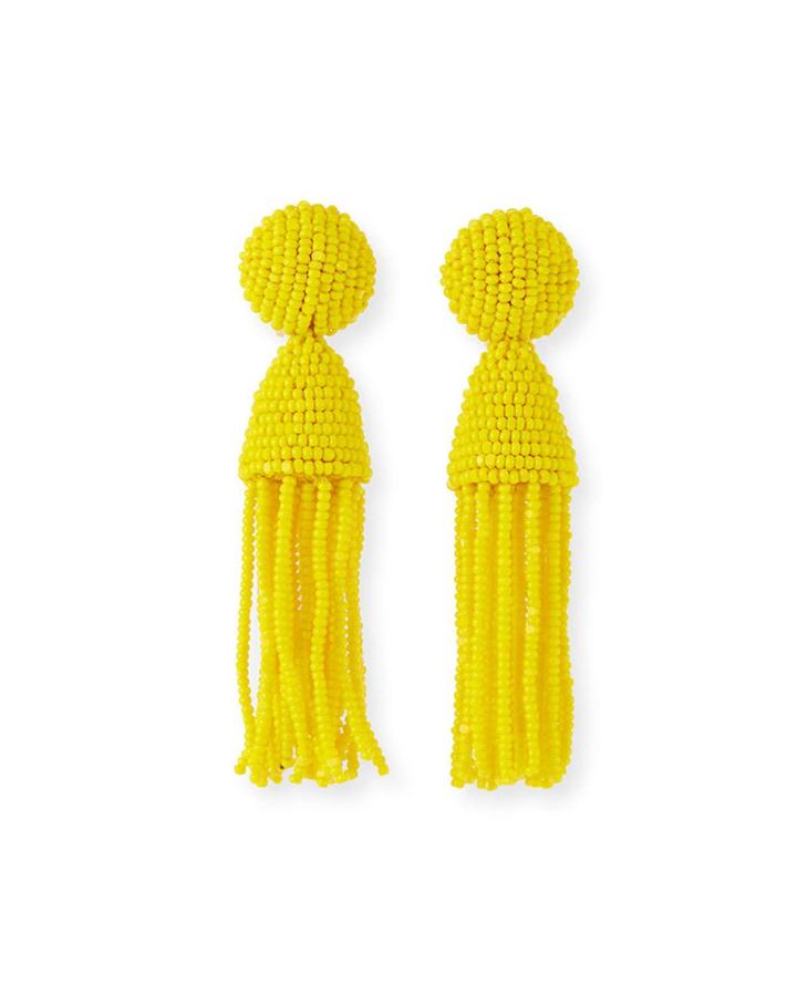 Short Beaded Tassel Clip-on Earrings