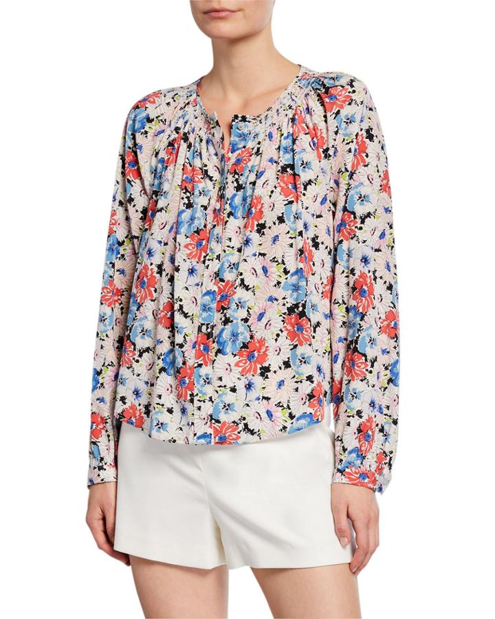 Madge Button-front Floral Blouse