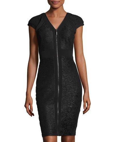 Cap-sleeve Zip-front