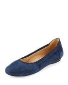 Seyna Scalloped Suede Flat, Navy