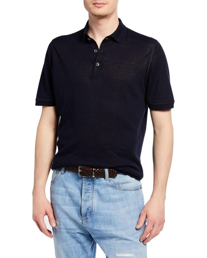 Men's Short-sleeve Linen Polo