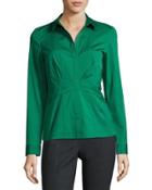 Evalina Ruched-front Blouse, Green