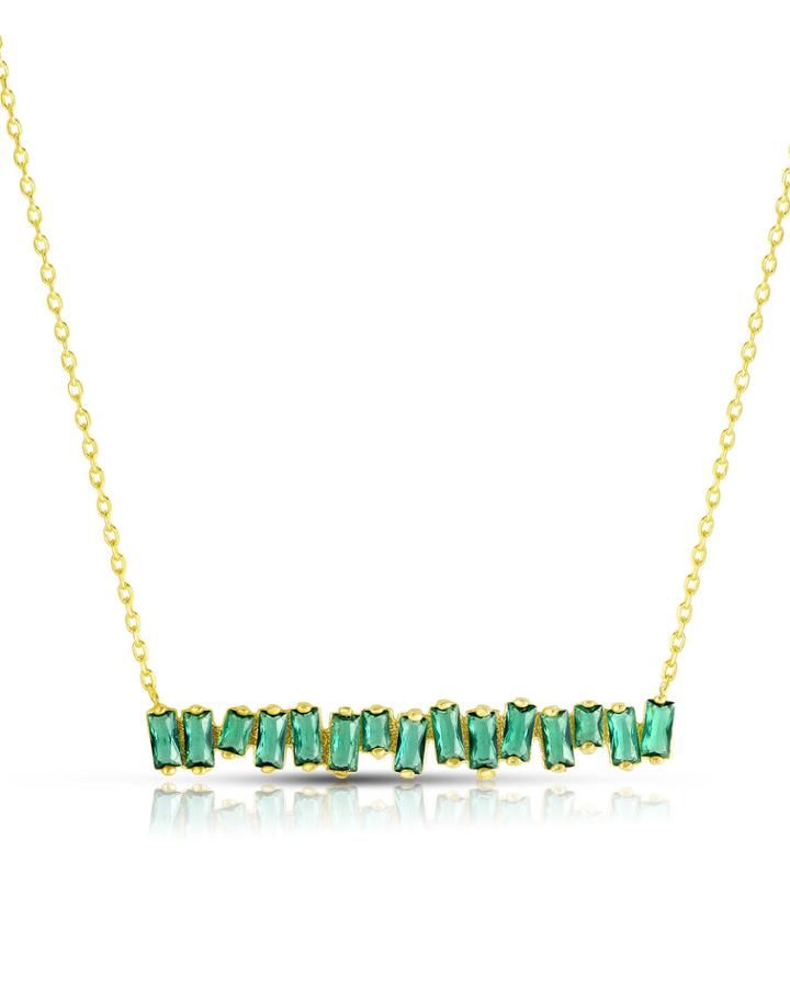 Cubic Zirconia Baguette-bar Necklace