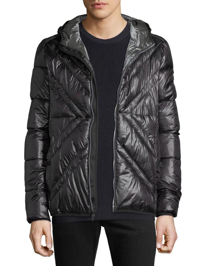 Men's X-quilted Puffer Hoodie Jacket