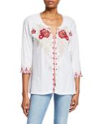 Maya Floral Embroidered Peasant Blouse