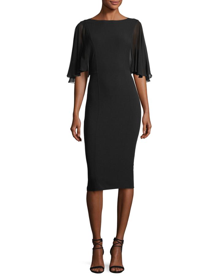 Chiffon-sleeve Virgin Wool Crepe