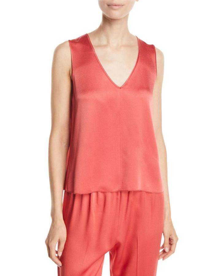 Cross-back Crepe V-neck Top