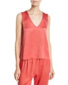 Cross-back Crepe V-neck Top