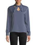 Tie-neck Modal Long-sleeve Blouse