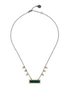 Geo Green Agate Stone Bar Necklace