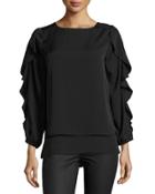 Flounce-sleeve Blouse