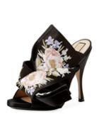 Floral-embroidered Satin