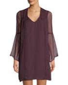Bell-sleeve Lace-yoke