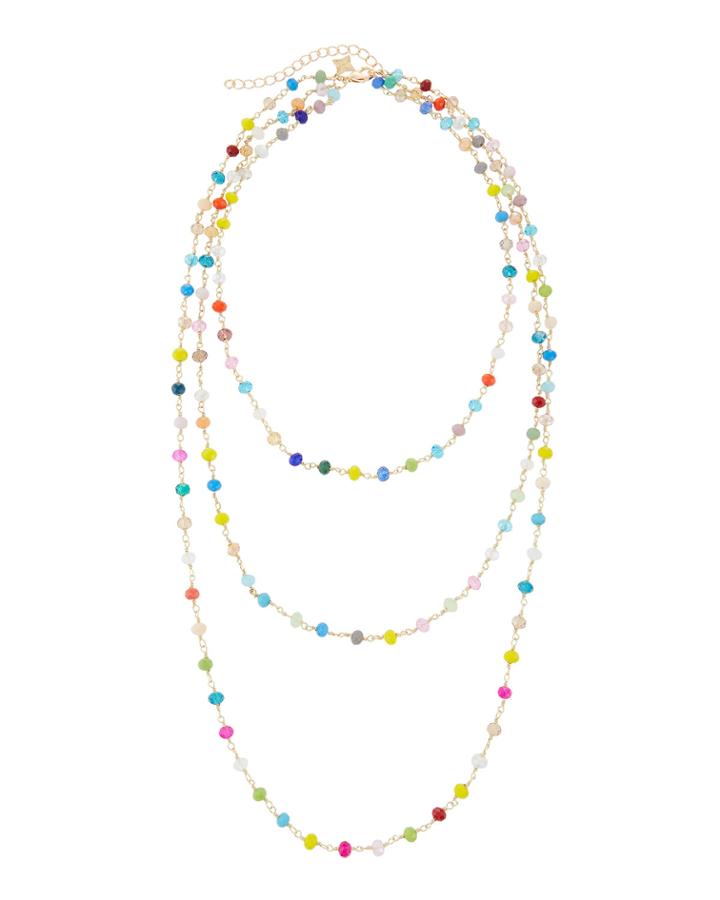 Three-row Multicolor Crystal Necklace
