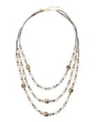 Long Triple-strand Bead Necklace