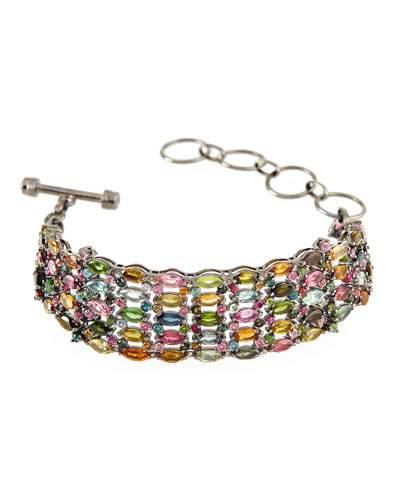 Multicolored Tourmaline & Diamond Statement Bracelet