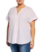 Short-sleeve Button-down Blouse,