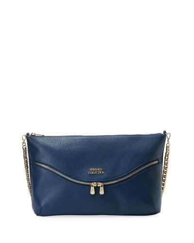 Vitello Leather Shoulder Bag, Navy