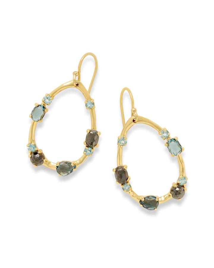 18k Rock Candy Multi-stones On Medium Frame Earrings In