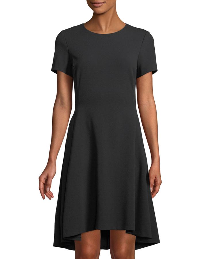 Short-sleeve A-line High-low Dress