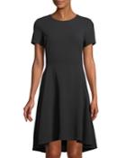 Short-sleeve A-line High-low Dress
