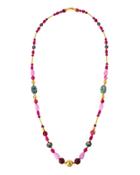 Long Agate & Abalone Beaded Necklace