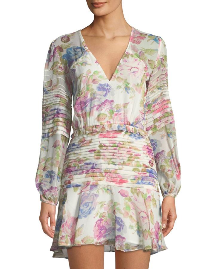 Epiphany Silk Chiffon Mini Dress With Pintuck Detailing