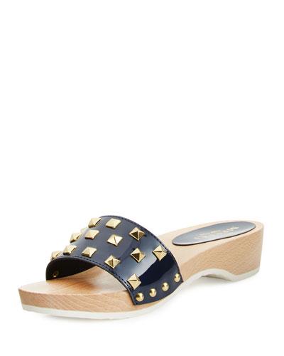 Stephy Studded Patent Clog, Navy